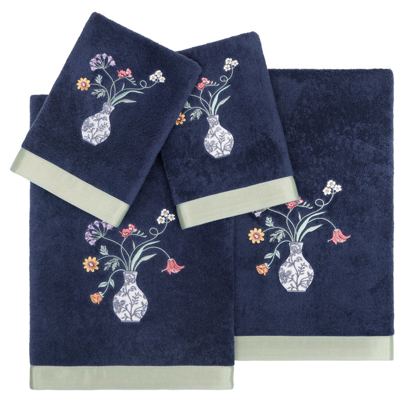4 Piece Turkish Cotton Towel Set, Marine