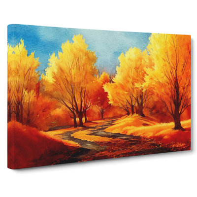 Watercolour Forest In Autumn Vol.4 - Wrapped Canvas