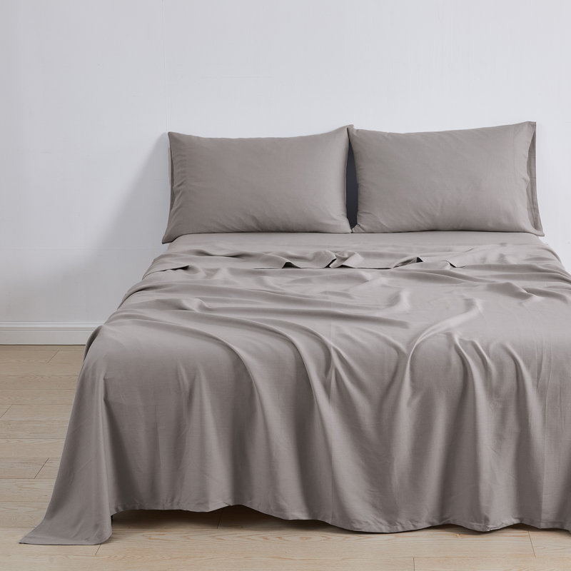 Ensemble de draps en lin Tencel, Ensemble de draps pour grand lit, Blanc