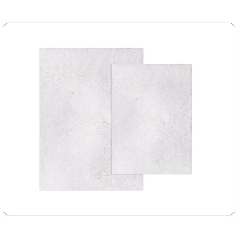 Royal 2-Piece Microfiber Bath Rug Set, Non-Slip Rubber Backing, Ultra-Absorbent, Quick-Dry, Machine Washable Plush Bathroom Mats for Shower and Tub, Soft Comfort, White