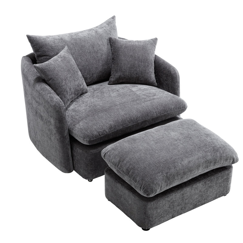 Ensemble de chaises d'appoint surdimensionnées en chenille pour salon moderne