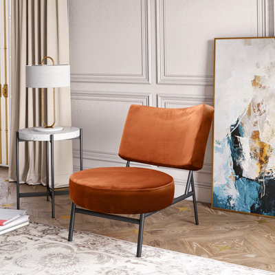 Accent de velours moderne sans accoudoirs en velours orange de 32,09 po Lilamae