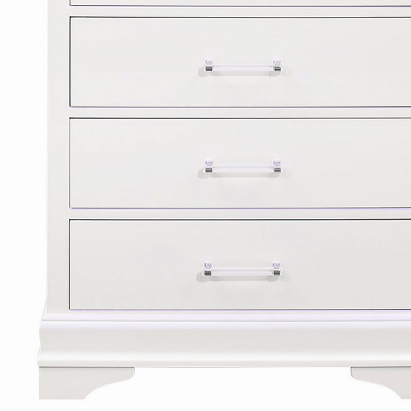 Commode 5 tiroirs de style transitionnel avec éclairage DEL, commode de rangement pour espace de vie