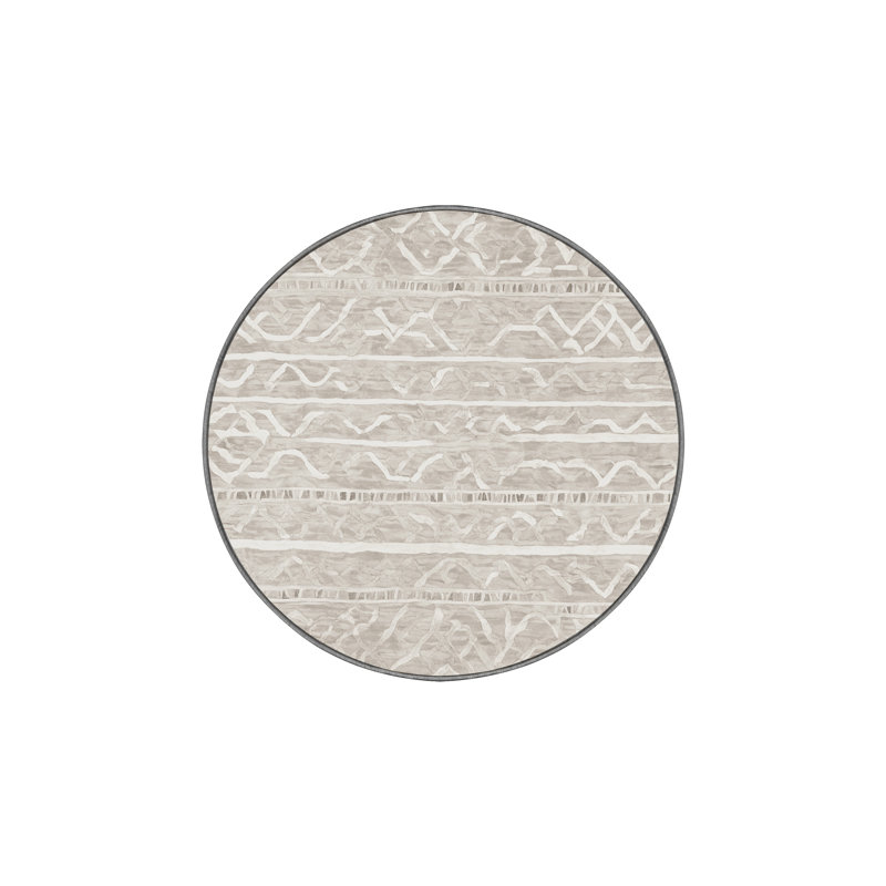 Machine Washable Gray Area Rug, Round 8'