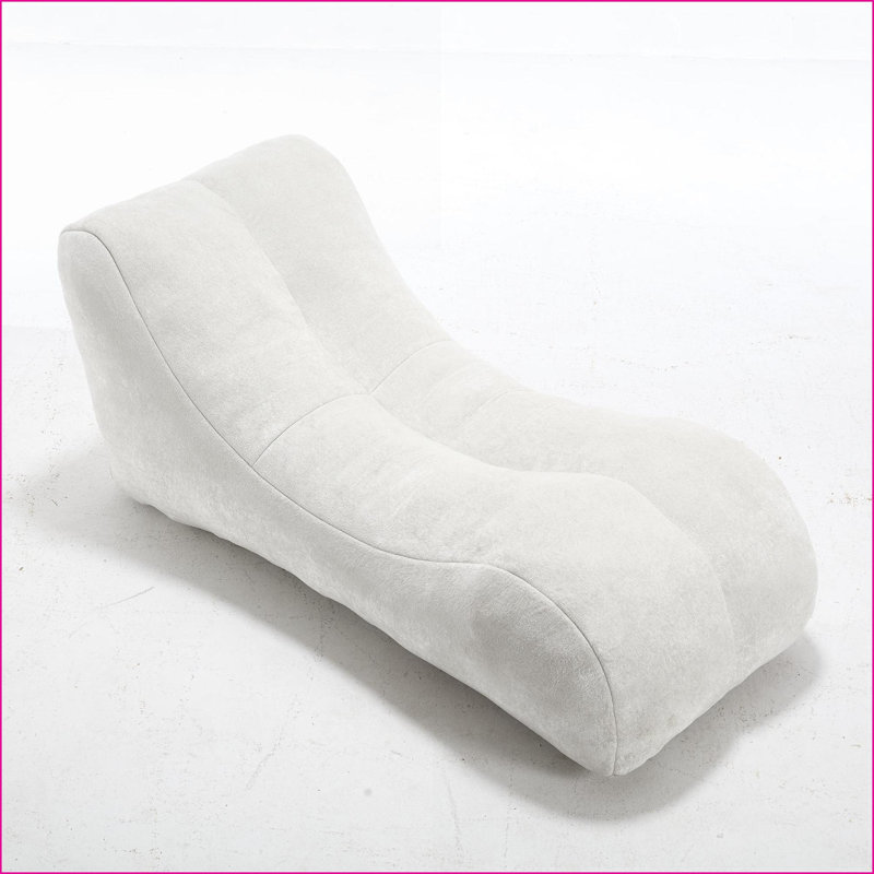 Adult Bean Bag Chair – Soft Plush Lazy Sofa for Gaming, Reading, TV | Polyester | Curved, White Polyester