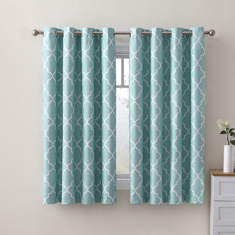 Puma Blackout Grommet Curtain Panels, Aqua, 52" W x 63" L