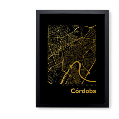 Cordoba Map 1 Piece Single Picture Frame Wall Art