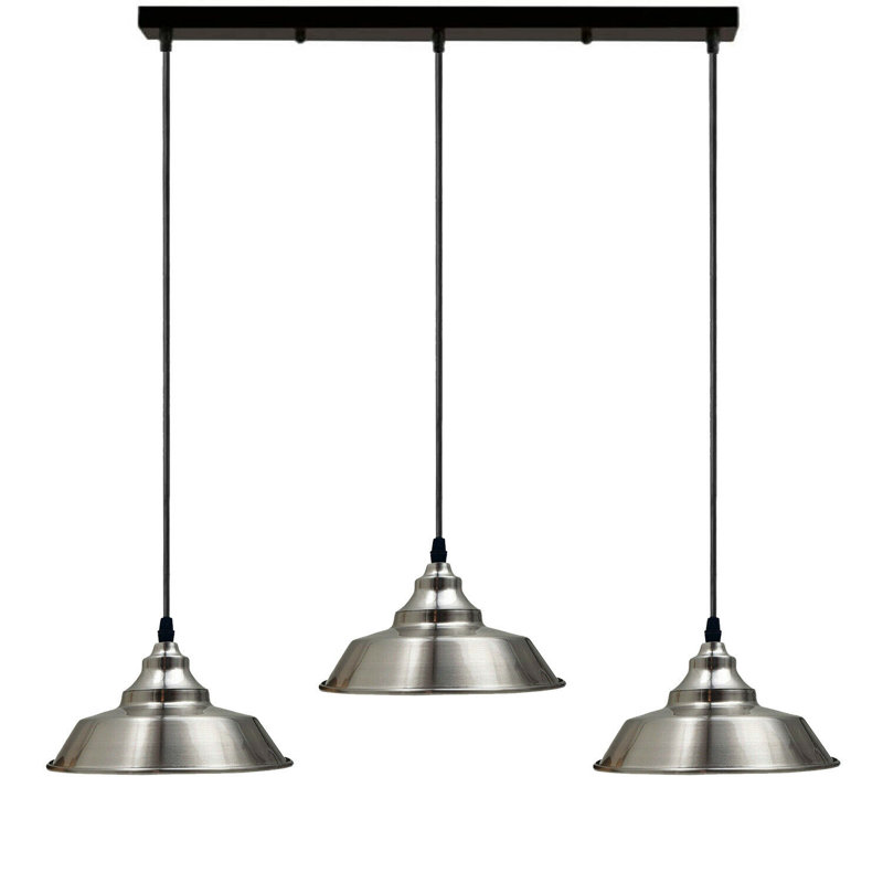 Olivia 3 - Light Silver Kitchen Island Pendant, Satin Nickel