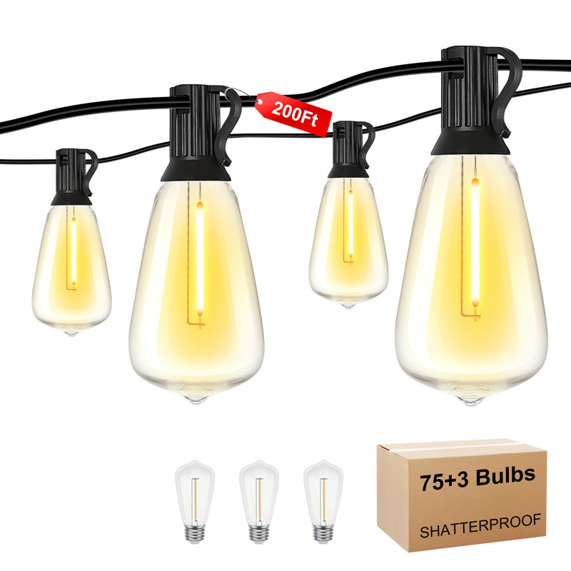 Guirlande d'extérieur avec lumières incassables ST38, 200 pi