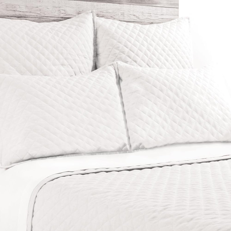 Hampton White Cotton Euro Sham with Diamond Quilt Pattern