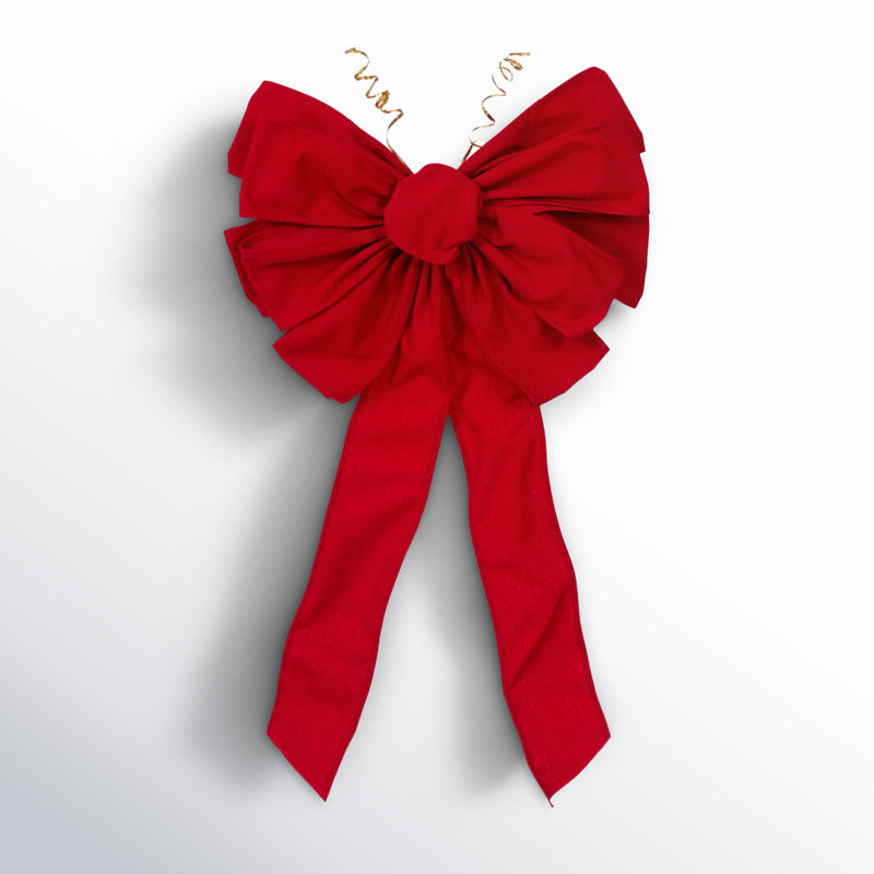 Astoria Grand 18" x 25.5" Red Canvas 11-Loop Hand Tied UV Bow 4" Size Ribbon