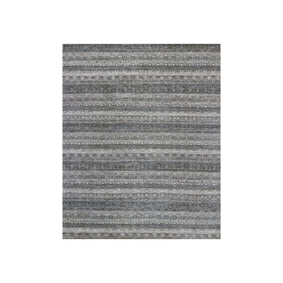 Tapis oriental rectangulaire gris en laine noué à la main 8 pi 0 po x 10 pi 1 po 