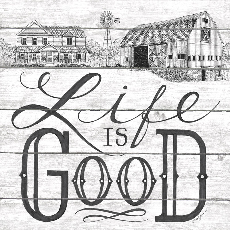 «Life Is Good» par Deb Strain - reproduction imprimée, Toile tendue, No, H 12 po x l 12 po