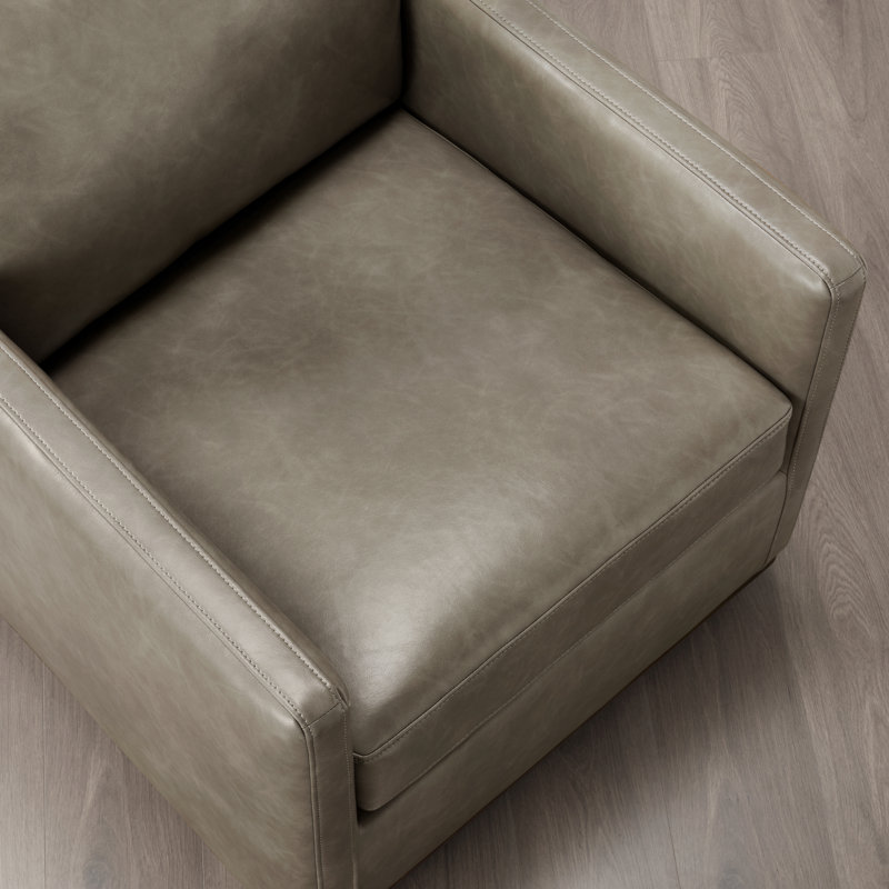 Fauteuil pivotant large Assiatou, Similicuir gris caillou gris