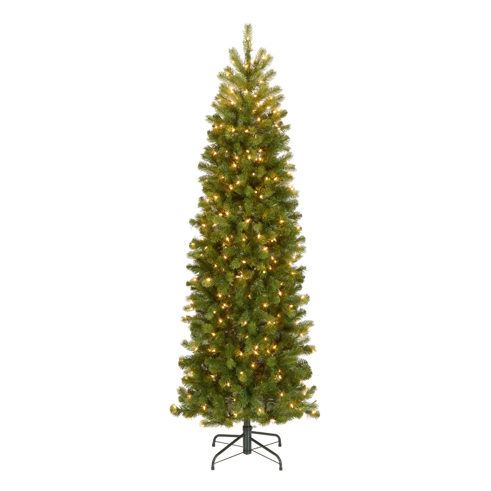 The Holiday Aisle® Downswept Douglas Fir Pencil Slim Tree with Clear Lights, 6.5'