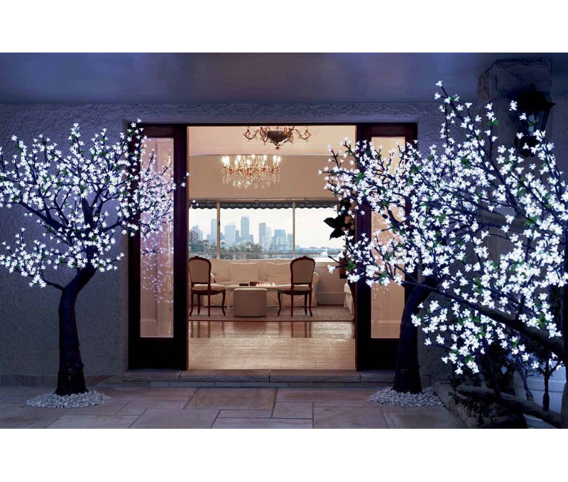 Arbre à fleurs et éclairage 2000 lumières cerise