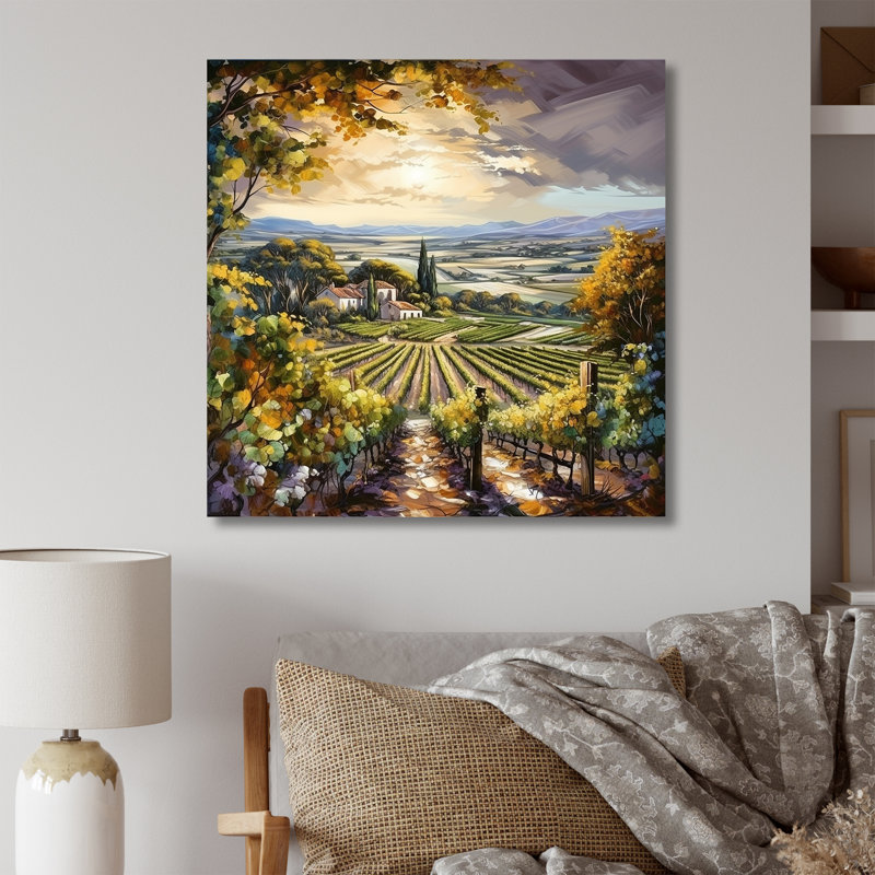 Vineyard Charm Landscape II - Vineyard, art mural, H 36 po x l 36 po x P 1,5 po, Toile tendue
