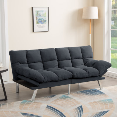 67.3" Corduroy Futon Sofa Bed, Convertible Sleeper Couch With Adjustable Backrest & Armrests, Modern Loveseat For Living Room, Office, Guest Room, Small Space