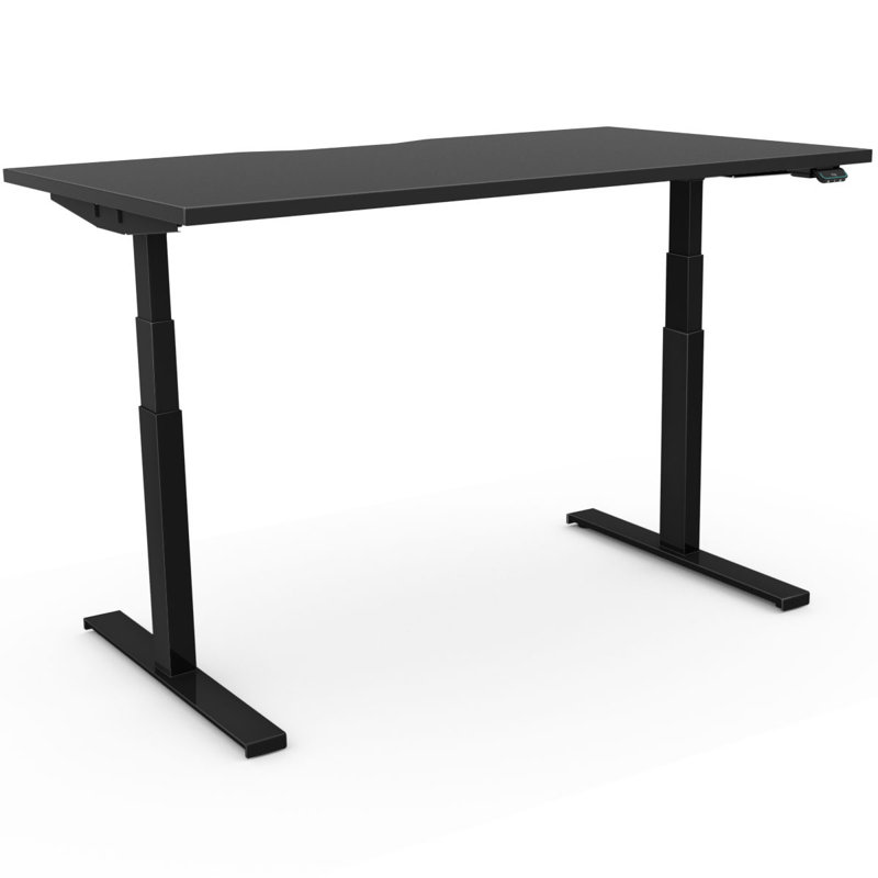 Arnesia Adjustable Metal Base Standing Desk, Black, 123cm H x 140cm W x 80cm D, Black