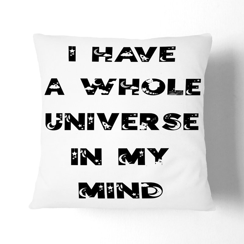 Universe in My Mind Typography Scatter Cushion, 55cm H x 55cm W x 20cm D