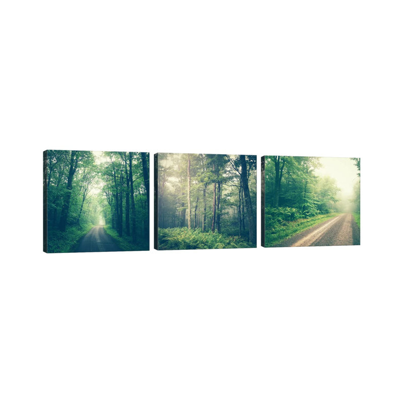 Forest Road Triptych - ensemble d'art mural sur toile - toile tendue (ensemble de 3)
