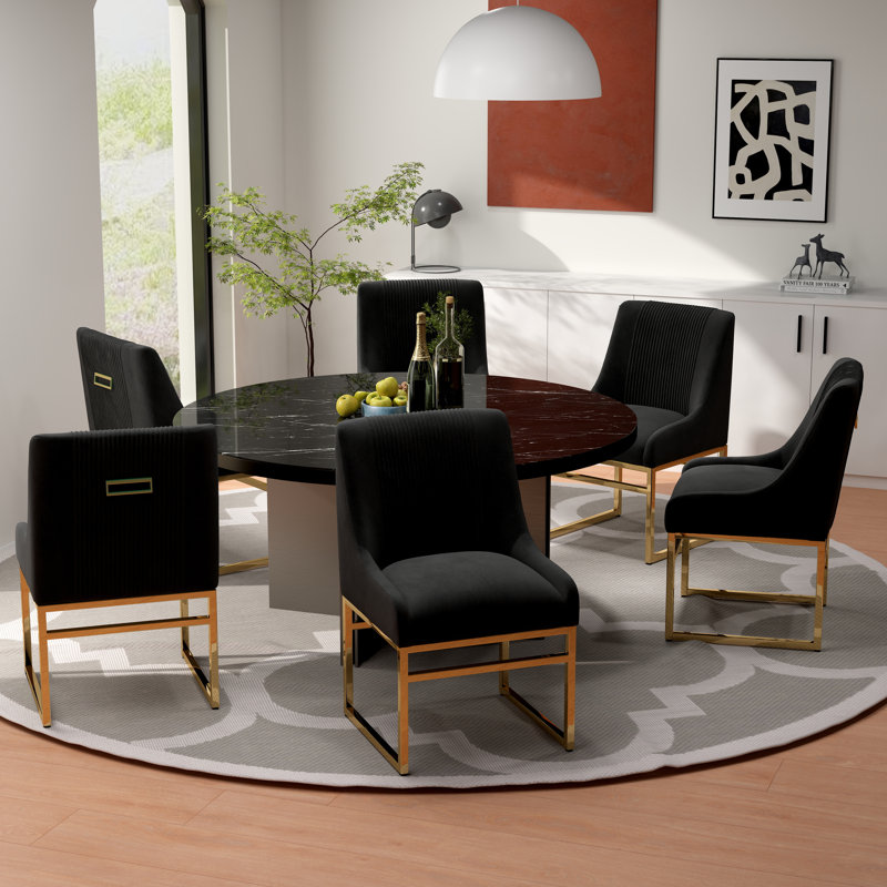 Chaise d'appoint en velours Baudel, 6, Noir