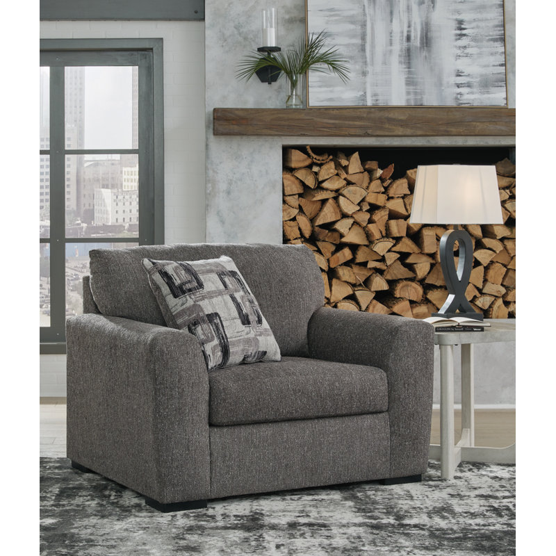 Gray Oversized Contemporary Wood Chair and a Half