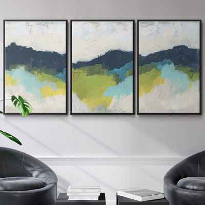 «Mountains In The Mist I», ensemble de 3 toiles encadrées