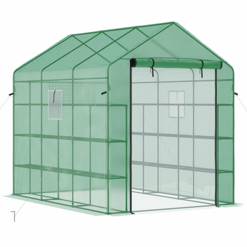 Outsunny Walk-In Greenhouse With Mesh Door And Window