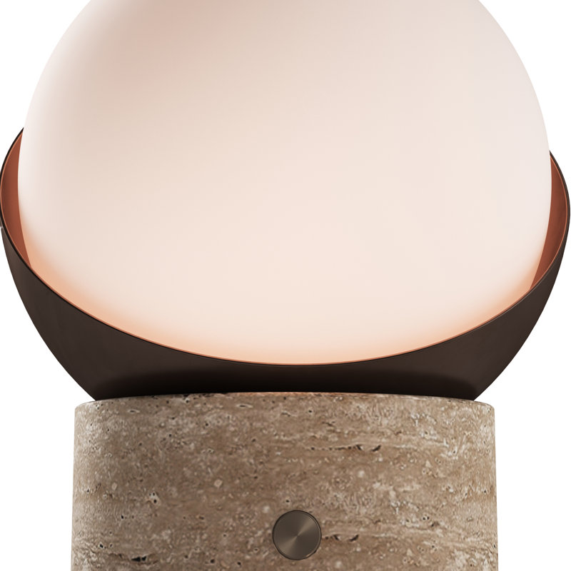 ORB Rechargeable Cordless LED Table Lamp, 3-Levels Brightness Touch Sensor Control, Travertine / Chocolate Bronze, Stone