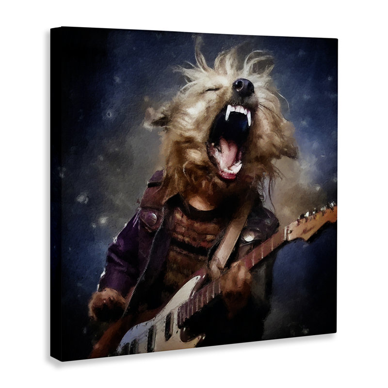 «Fun Musician Terrier», art mural sur toile par Sean Parnell, H 30 po x l 30 po