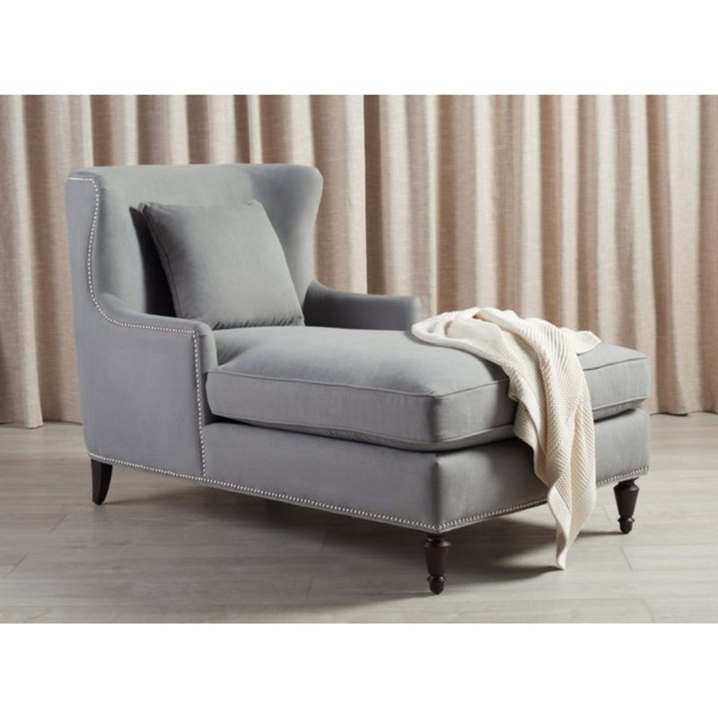 Chaise longue rembourrée Jazlyne, Mélange de lin granit