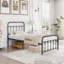 Base de lit simple avec tête de lit et pied de lit Kempst, base de lit plateforme classique en métal, sommier avec support à lattes métalliques robustes, aucun sommier requis, silencieux-1970483957-1973685403