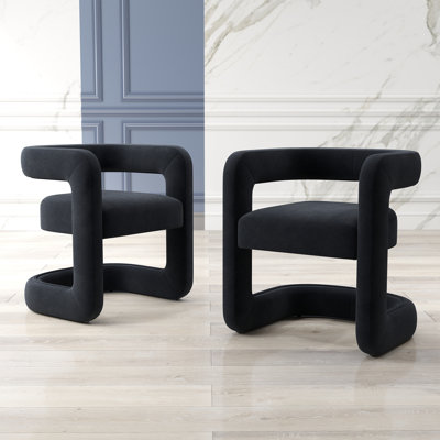 Chaise de salle à manger rembourrée en tonneau avec dossier creux, chaise de salle à manger moderne en bois massif, chaise d'appoint confortable pour la salle à manger / salon