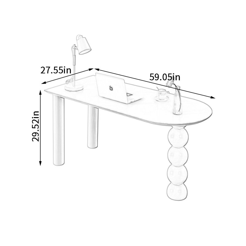 Bureau d'écriture Simple French, H 29,52 po x l 59,05 po x P 27,55 po