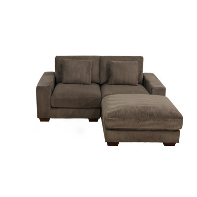 Cronk 72" Wide 3-Piece Corduroy Living Room Modular Sofa with Ottoman by Ebern Designs