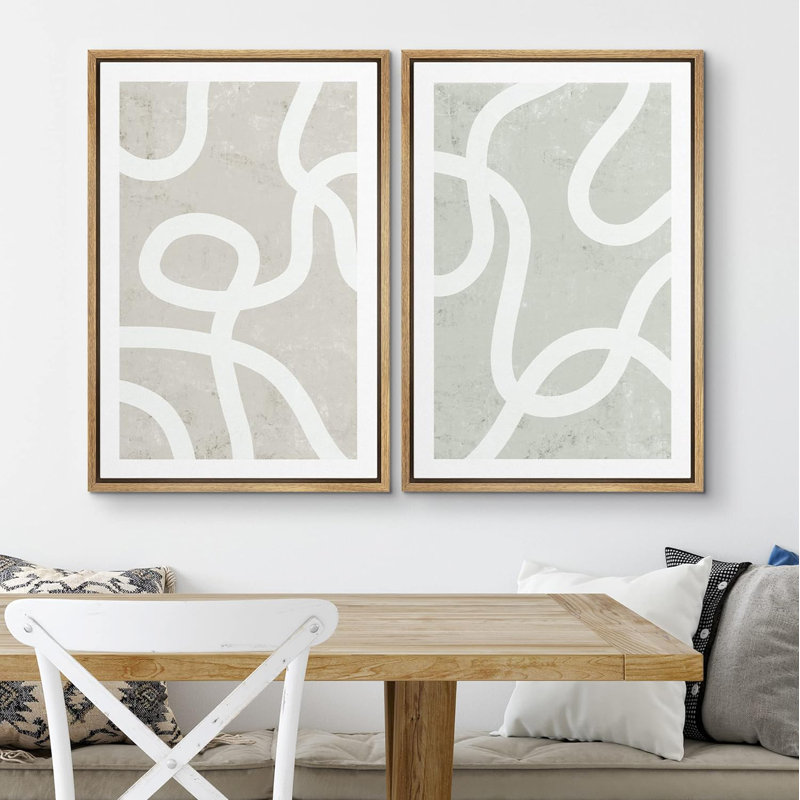 «Pastel White Swirl Motif», 2 pièces, H 36 po x l 24 po, Naturel