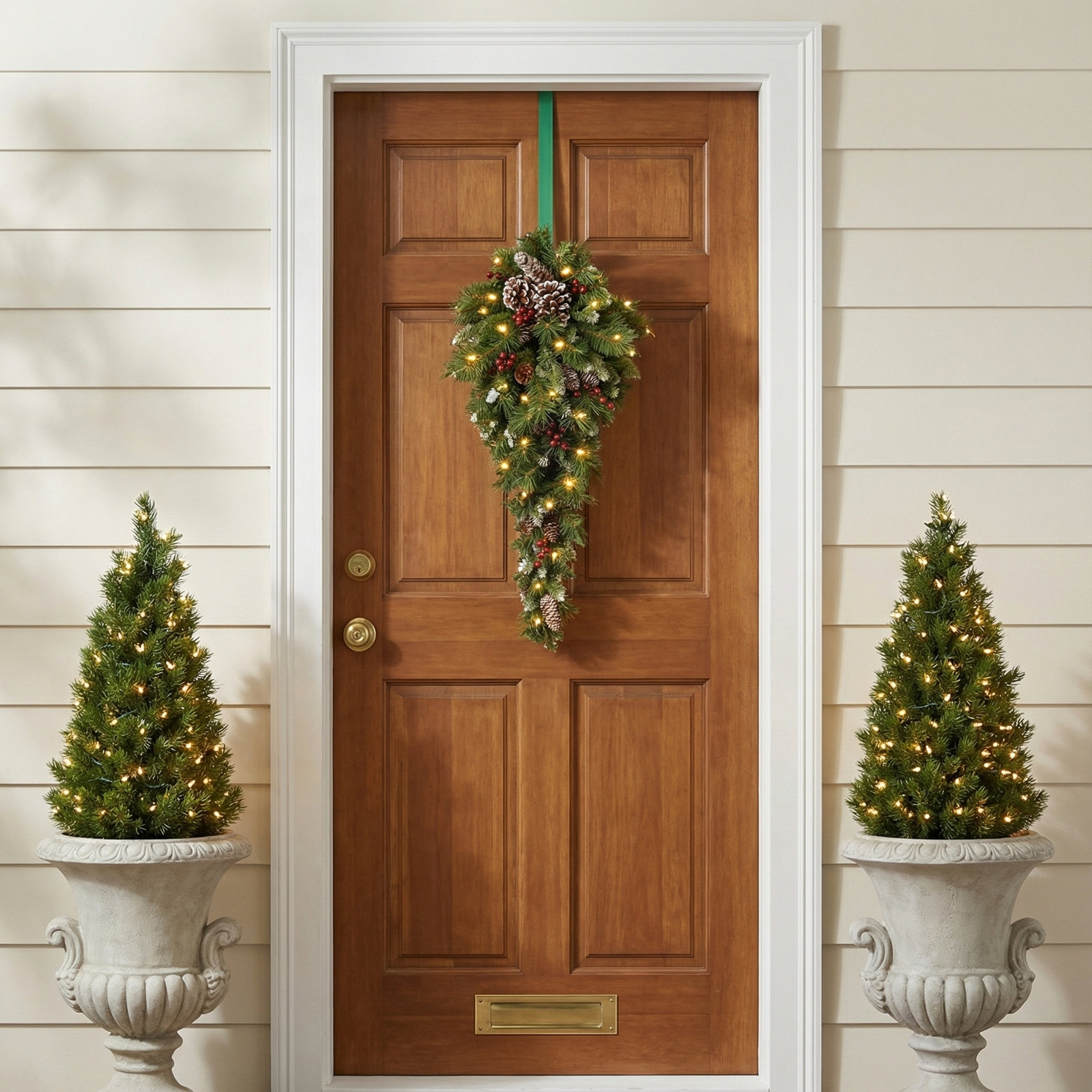 The Holiday Aisle® 36 in. Frosted Berry Teardrop with LED Lights