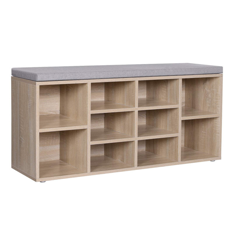 10 Pair Shoe Storage Bench, Oak