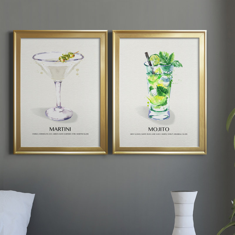 Reproduction encadrée de qualité supérieure Martini - prête à être accrochée, Or, H 22,5 po x l 61 po x P 1,5 po
