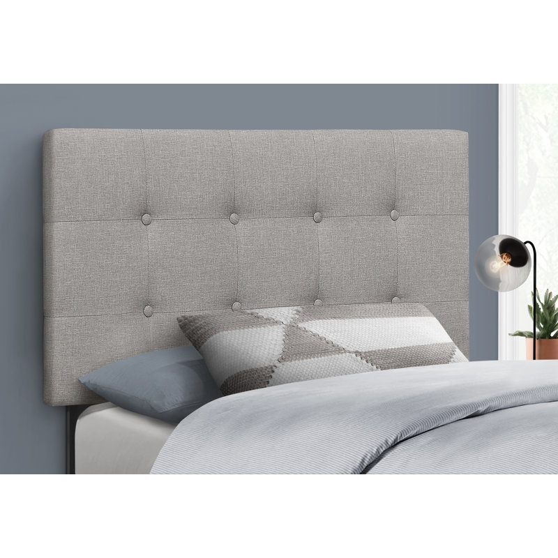 Lit tête de lit seulement Grand lit pour chambre à coucher revêtu de lin transitionnel, Gris, Reine