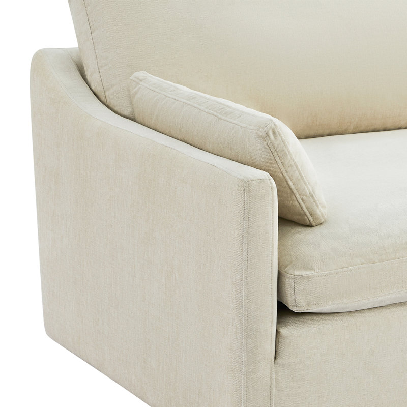 Salha 89.7" Modular Cloud Sofa with Reversible Cushions, Beige Velvet