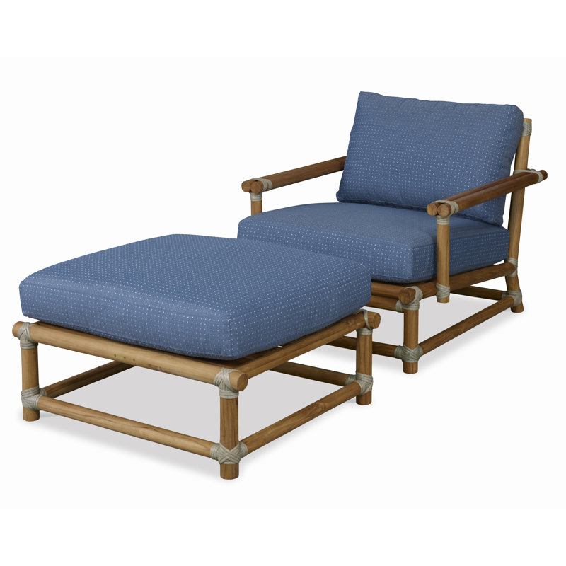 Carrier And Company Outdoor Outdoor Teak Ottoman, Gray Polyester 71617L82