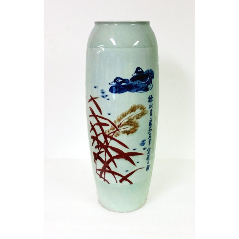 Vase de table coq et canard celadon Corto