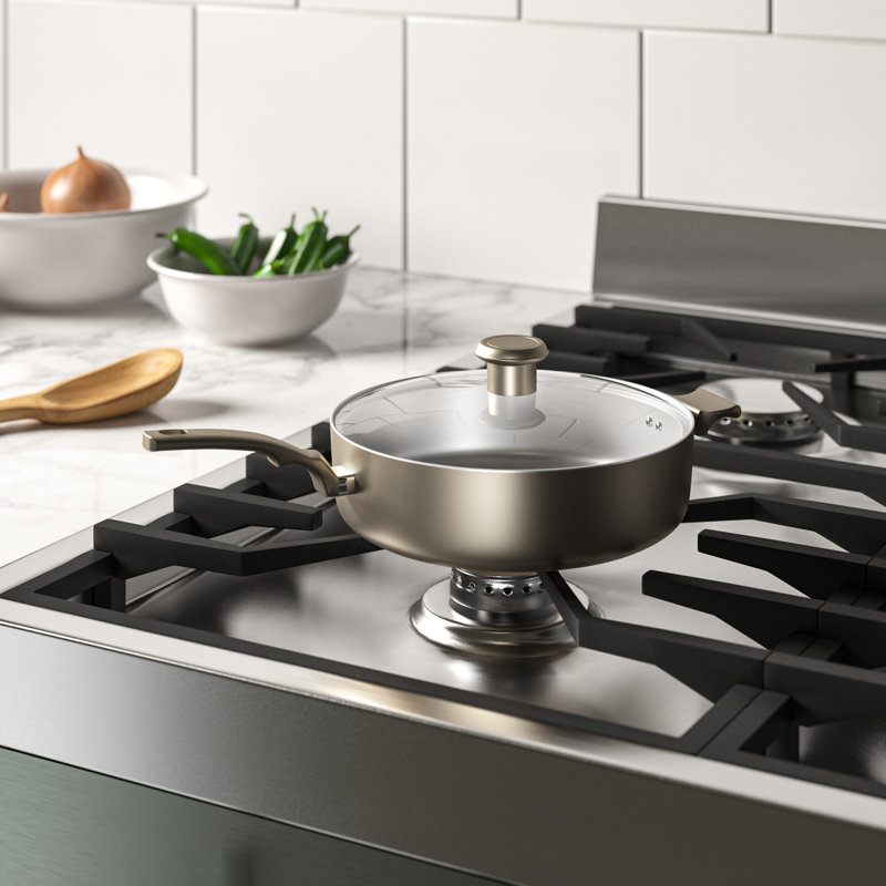 T-fal Chef en céramique 5 pintes Casserole en céramique avec couvercle, Champagne