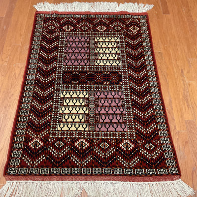  Handmade Turkoman Yamud Wool Rug