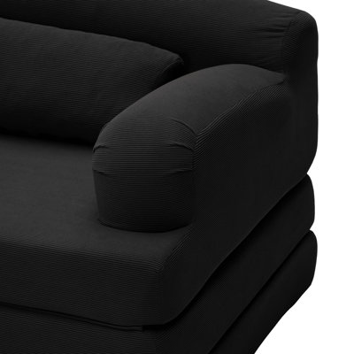 Foldable Corduroy Loveseat Sleeper Sofa Bed - High-Density Foam Convertible Couch