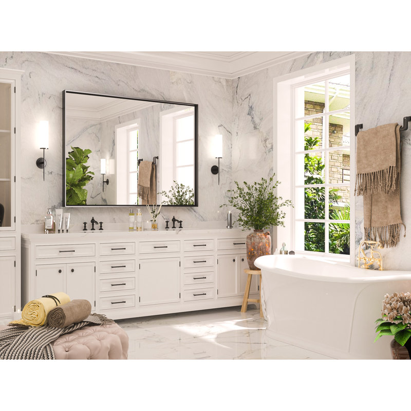 Stemn Framed Bathroom Vanity Mirror Accent Mirror, Black, 40" x 30"
