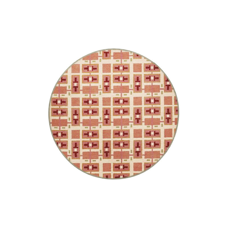 Tapis orange lavable à motifs géométriques multicolores orange, Sous-tapis rond 3 pi 3 po inclus