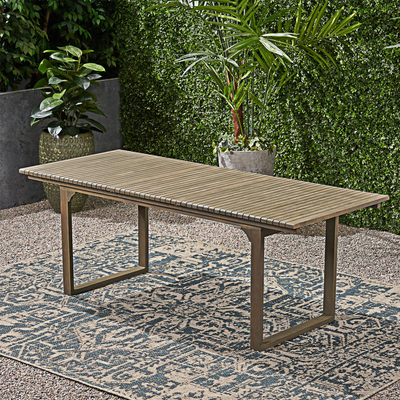 Table de salle à manger d'extérieur en bois extensible
